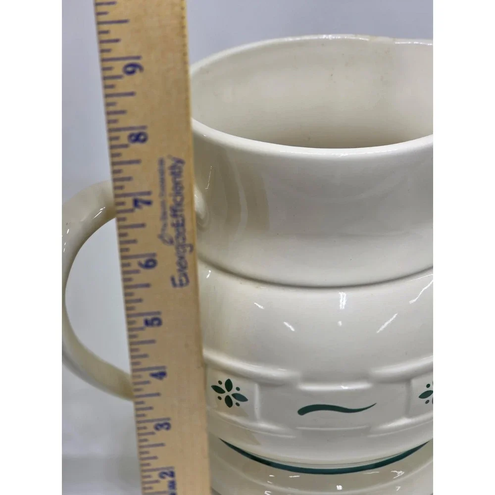 Longaberger Pitcher Woven Traditions Heritage Green Ceramic Pottery Creamer‎ Jug